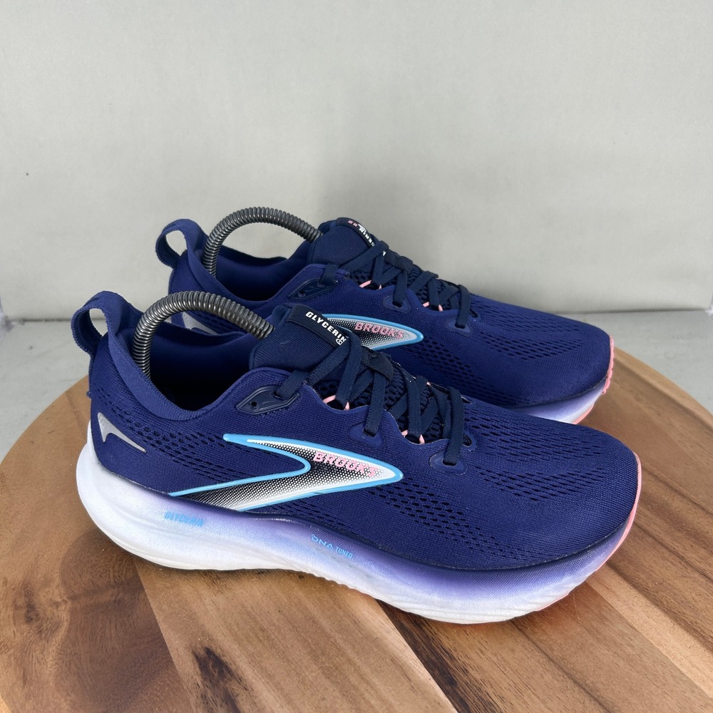 Brooks Glycerin 22 Womens Running Shoes Navy Blue Pink 1204341B429 Size 9 B